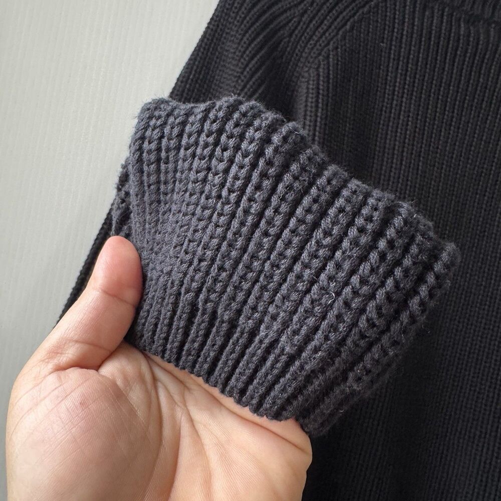 NEW Quince Sz L 100% Organic Cotton Fisherman Crew Neck Black Sweater Women’s - Picture 12 of 16